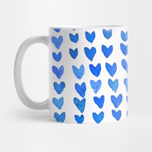 Brush stroke hearts - blue Mug